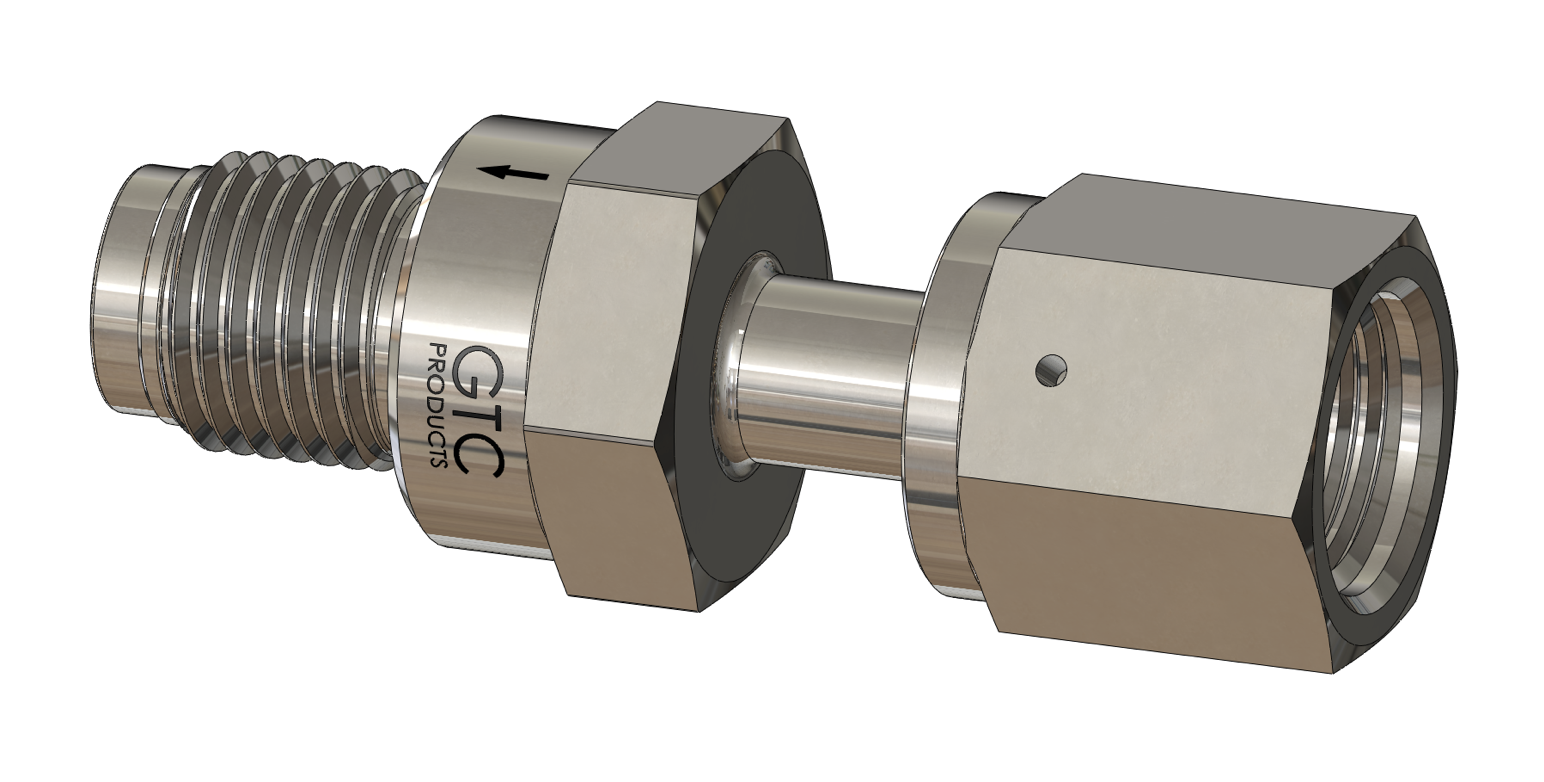 Ultra High Purity Check Valves, Female VCR to Male VCR, Electropolished 316L VAR SS