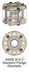 Full View Flow Indicators, ASME B16.5 Flange Connections, Drip Tube, Carbon Steel, 316 Stainless Steel