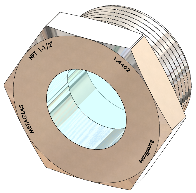 NPT-Threaded Fused Sight Glass, Borosilicate Windows
