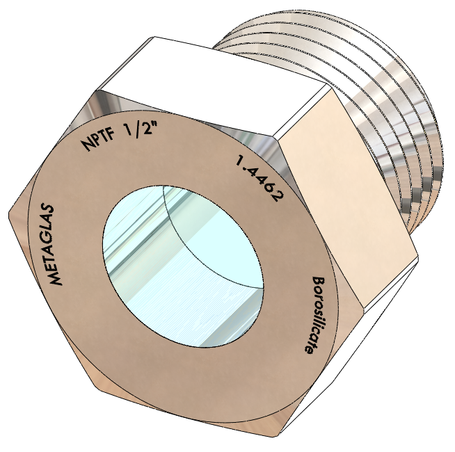 NPT-Threaded Fused Sight Glass, Borosilicate Windows
