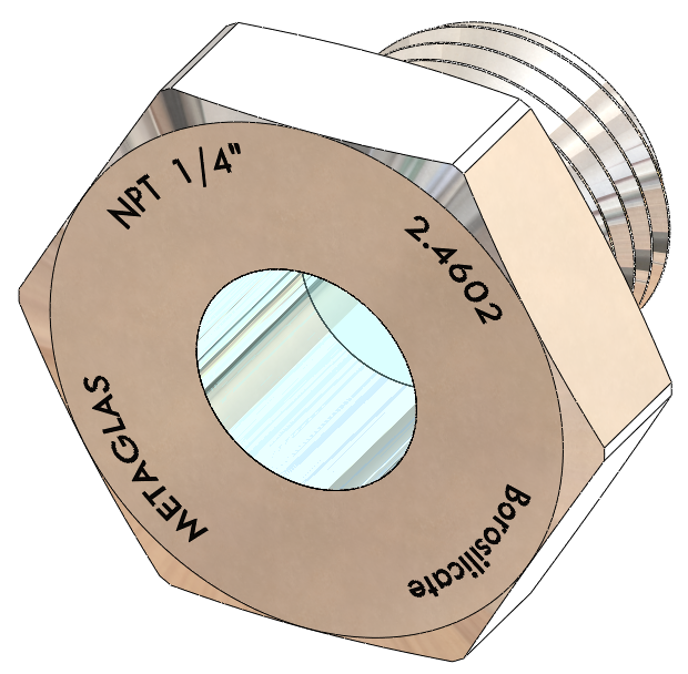 NPT-Threaded Fused Sight Glass, Borosilicate Windows