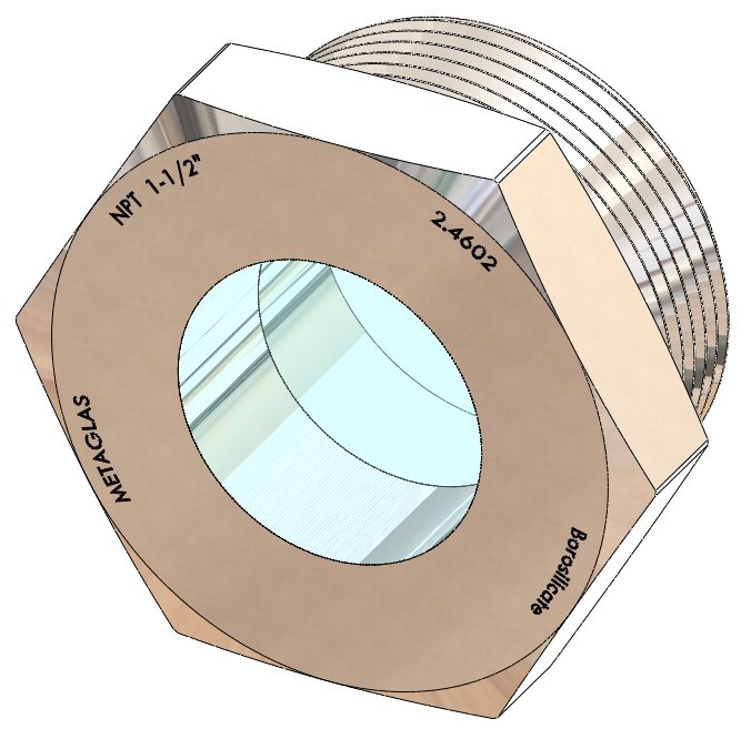 NPT-Threaded Fused Sight Glass, Borosilicate Windows