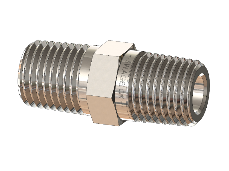 NPT to BSPT (Tapered Thread) Hex Nipple Pipe Fitting