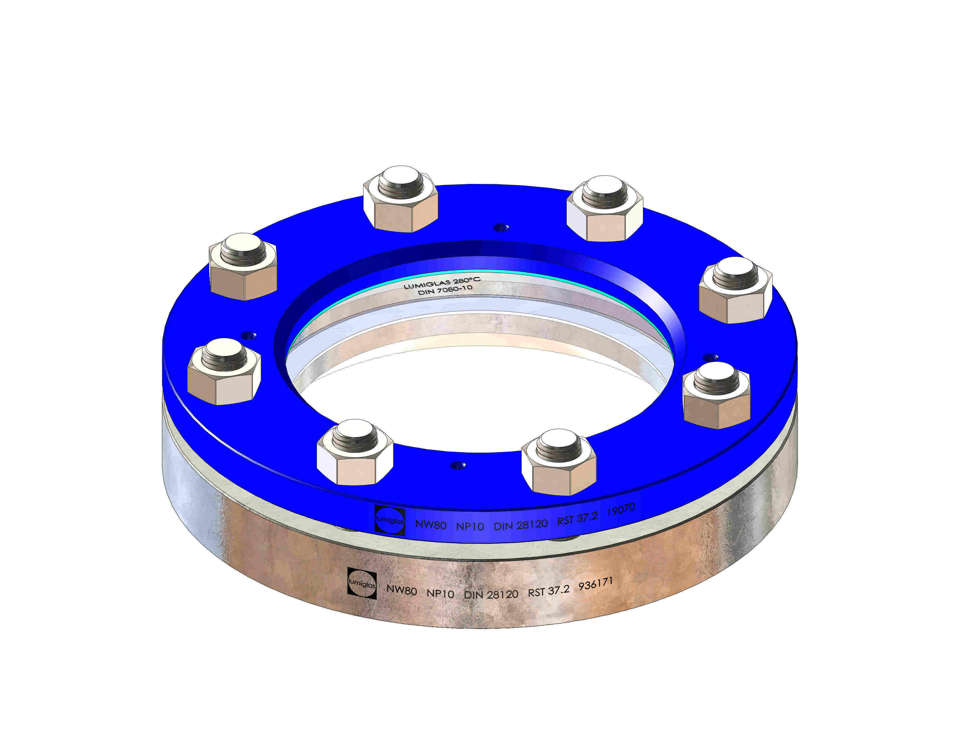 Lumiglas Circular Sightglass Weld-On, Carbon Steel Housing, Borosilicate Windows