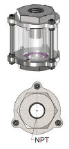 Full View Flow Indicators, Drip Tube, Carbon Steel or 316 Stainless Steel Housing, NPT Connections