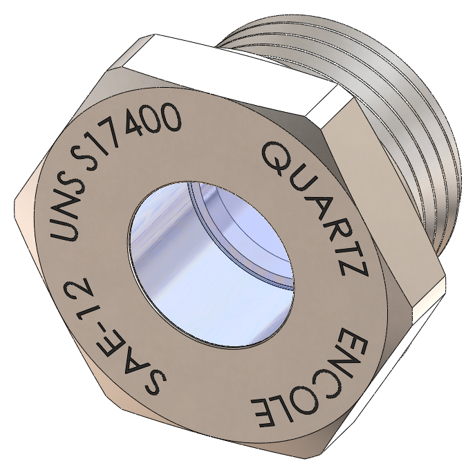 SAE Straight Thread Sight Glass, Quartz Window, 17-4PH Steel Housing