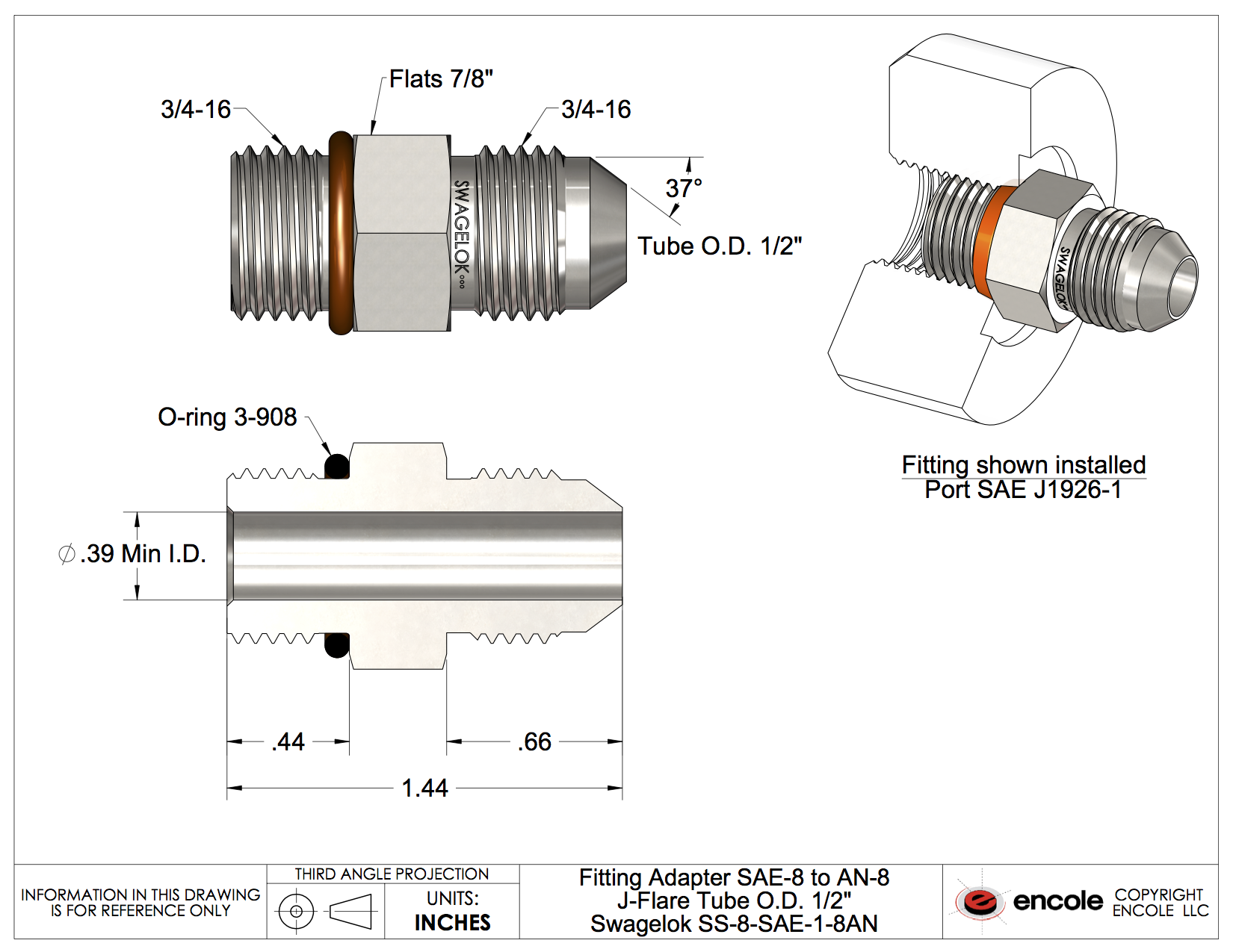 JIC Fitting Size Drawing Chart SAE J514 Chart Fittings 54 OFF