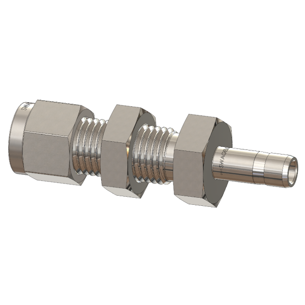 Bulkhead Reducer Tube Fitting, Compression Socket to Tube Stub, Same Fractional Size