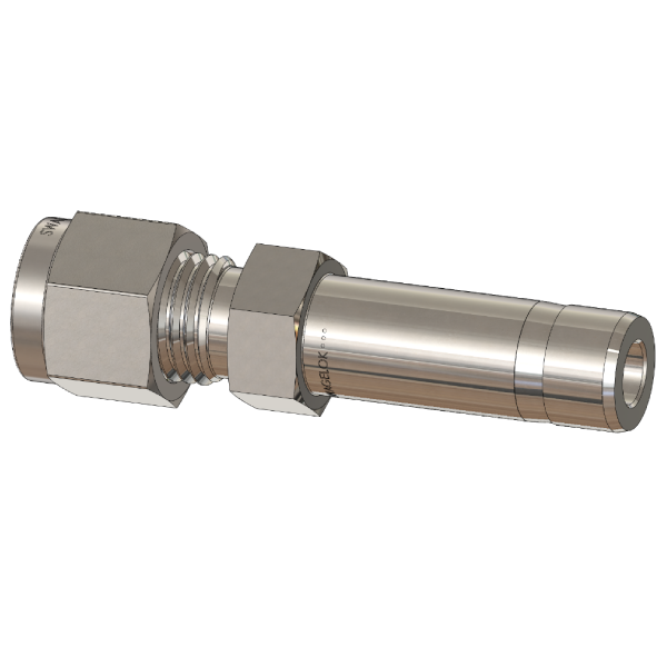 Long Reducer Tube Fitting, Compression Socket to Tube Stub, Fractional Size