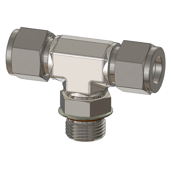 Branch Positionable SAE/MS Thread, Union Run Tube Fitting Tee